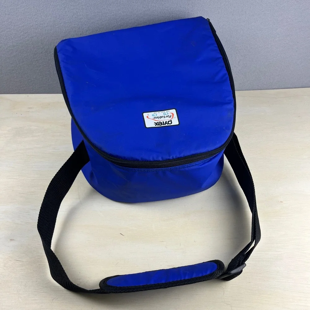 Pyrex Portables Insulated Thermal Food Carrier Bag Blue Adjustable Strap